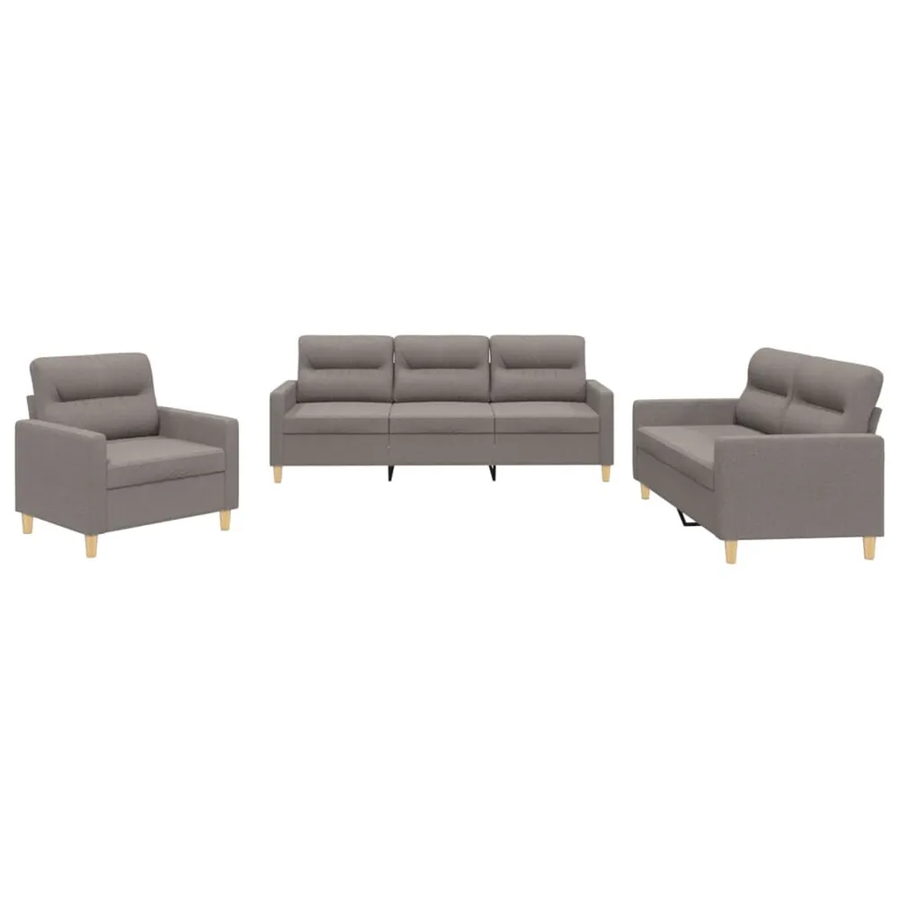 Tapete Antiderrapante 3 pcs conjunto de sofás com almofadões tecido cinza-acastanhado