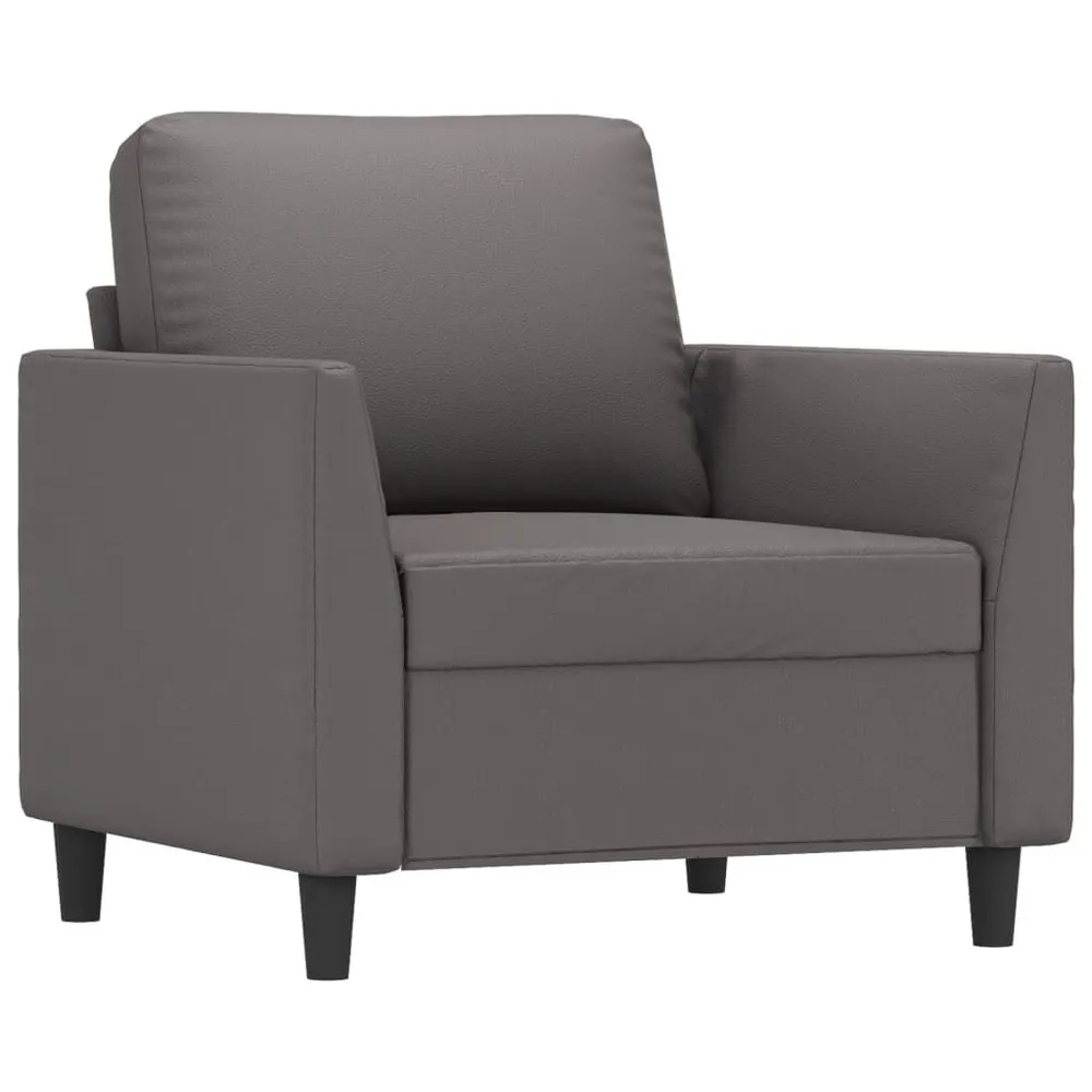 Tapete Antiderrapante 4 pcs conjunto de sofás com almofadões couro artificial cinzento
