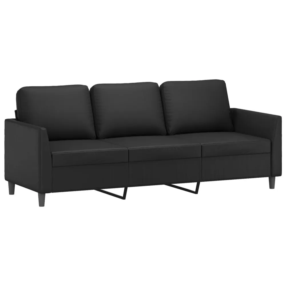 Tapete Antiderrapante 3 pcs conjunto de sofás com almofadões couro artificial preto