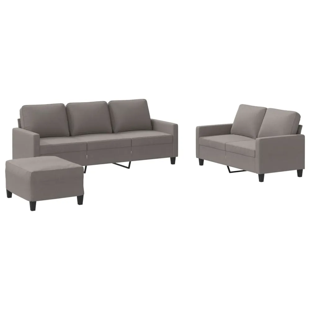 Tapete Antiderrapante 3 pcs conjunto de sofás com almofadões tecido cinza-acastanhado