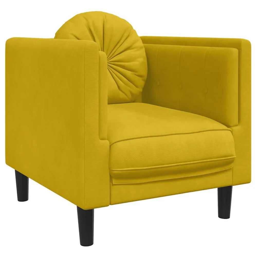Tapete Antiderrapante Poltrona com almofadão veludo amarelo