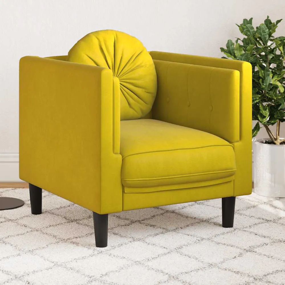 Tapete Antiderrapante Poltrona com almofadão veludo amarelo
