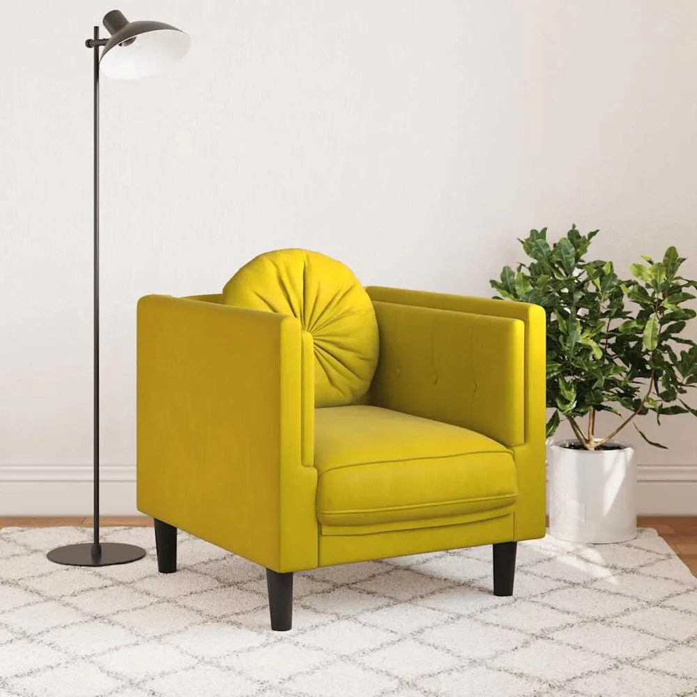 Tapete Antiderrapante Poltrona com almofadão veludo amarelo