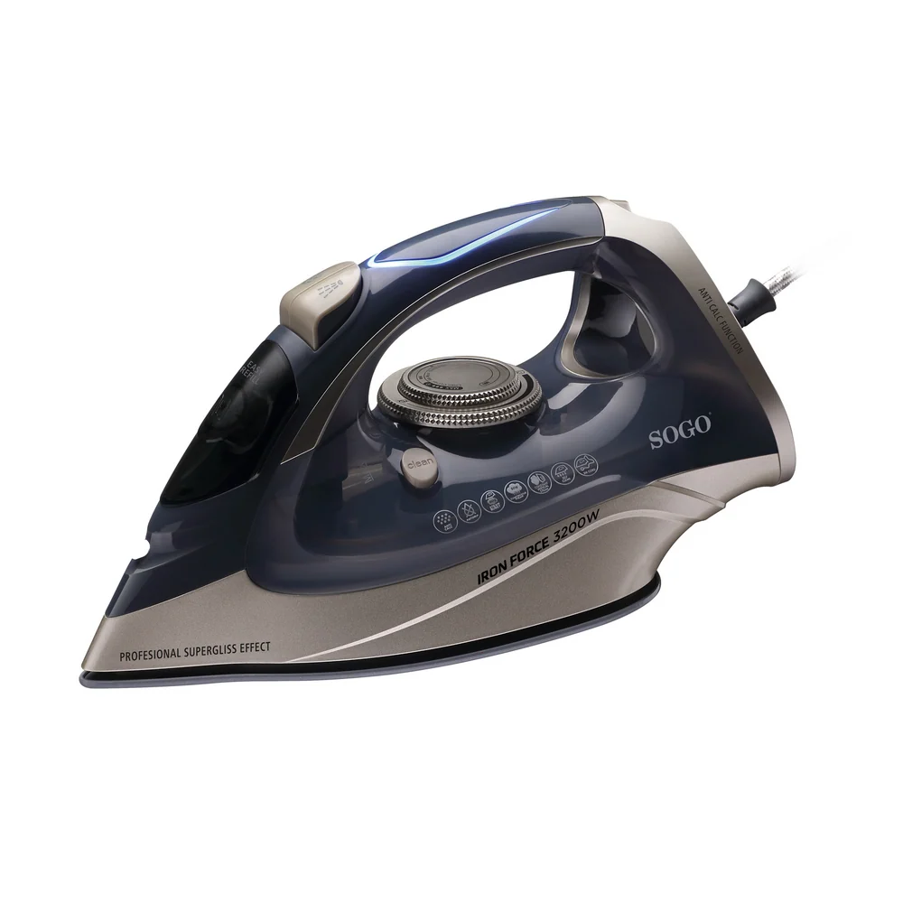 Alta Performance Ferro Engomar Sogo PLASS6395 | 3200W, Vapor contínuo 50g/min, cerâmica