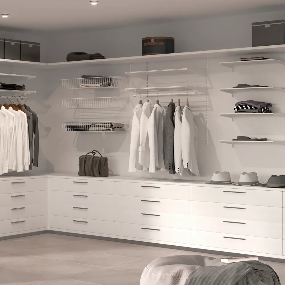Emuca Conjunto de 4 prateleiras com suportes e placas de fixação à parede Jagmet, comprimento 280 mm, ço, Pintado branco