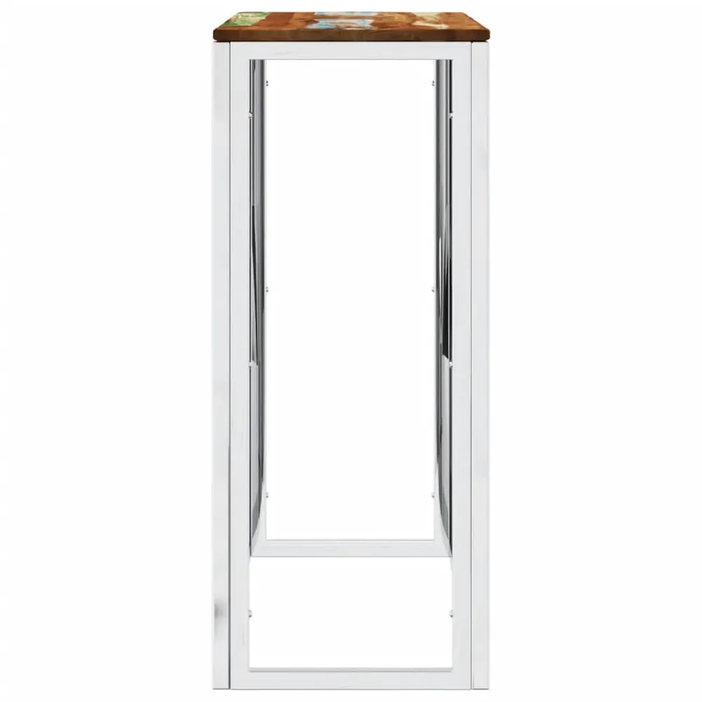 Mesa consola ço inoxidável/madeira recuperada maciç prateado Fácil de Limpar