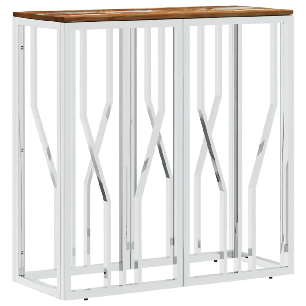 Mesa consola ço inoxidável/madeira recuperada maciç prateado Fácil de Limpar