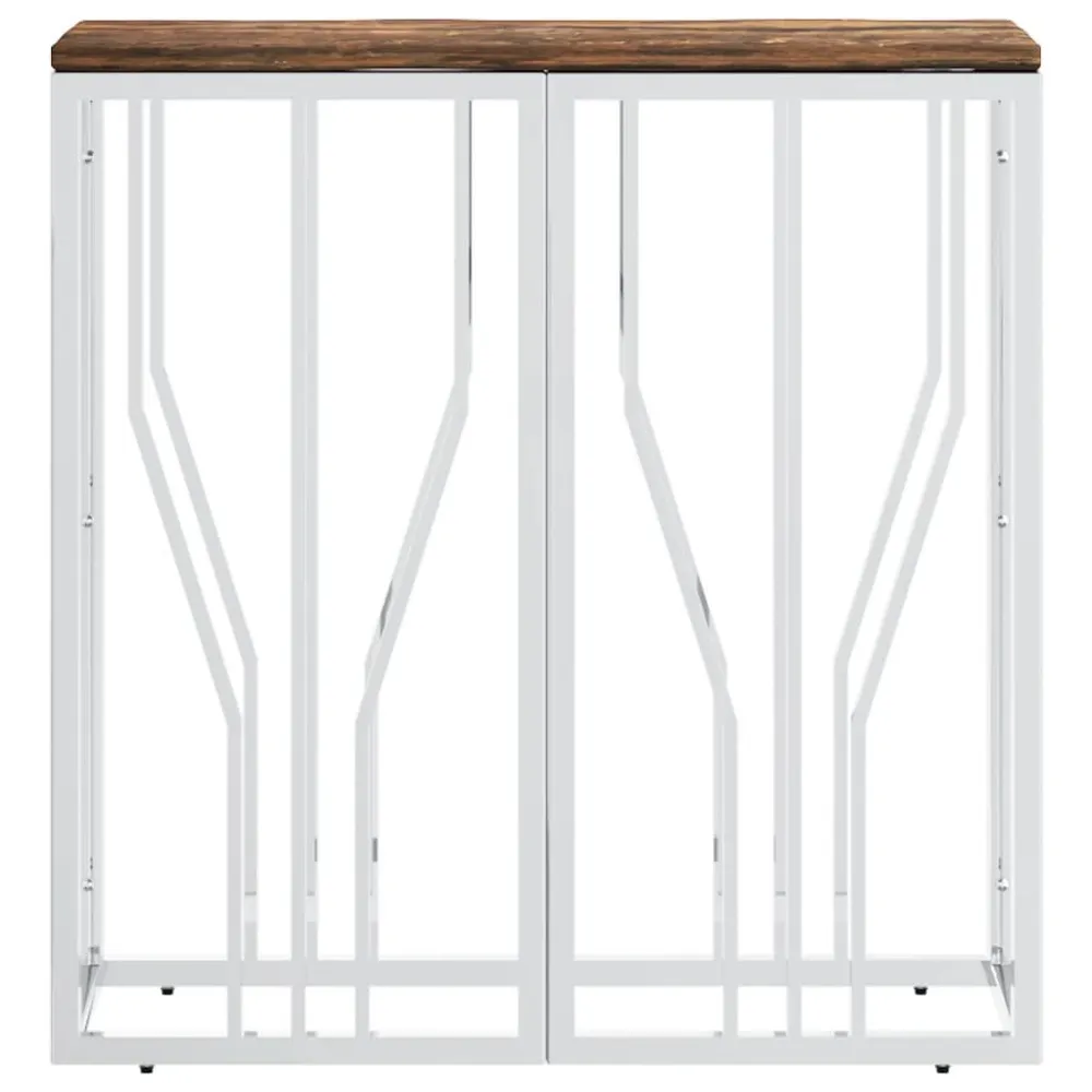 Organizador de Porta Mesa consola ço inoxidável/madeira recuperada maciç prateado