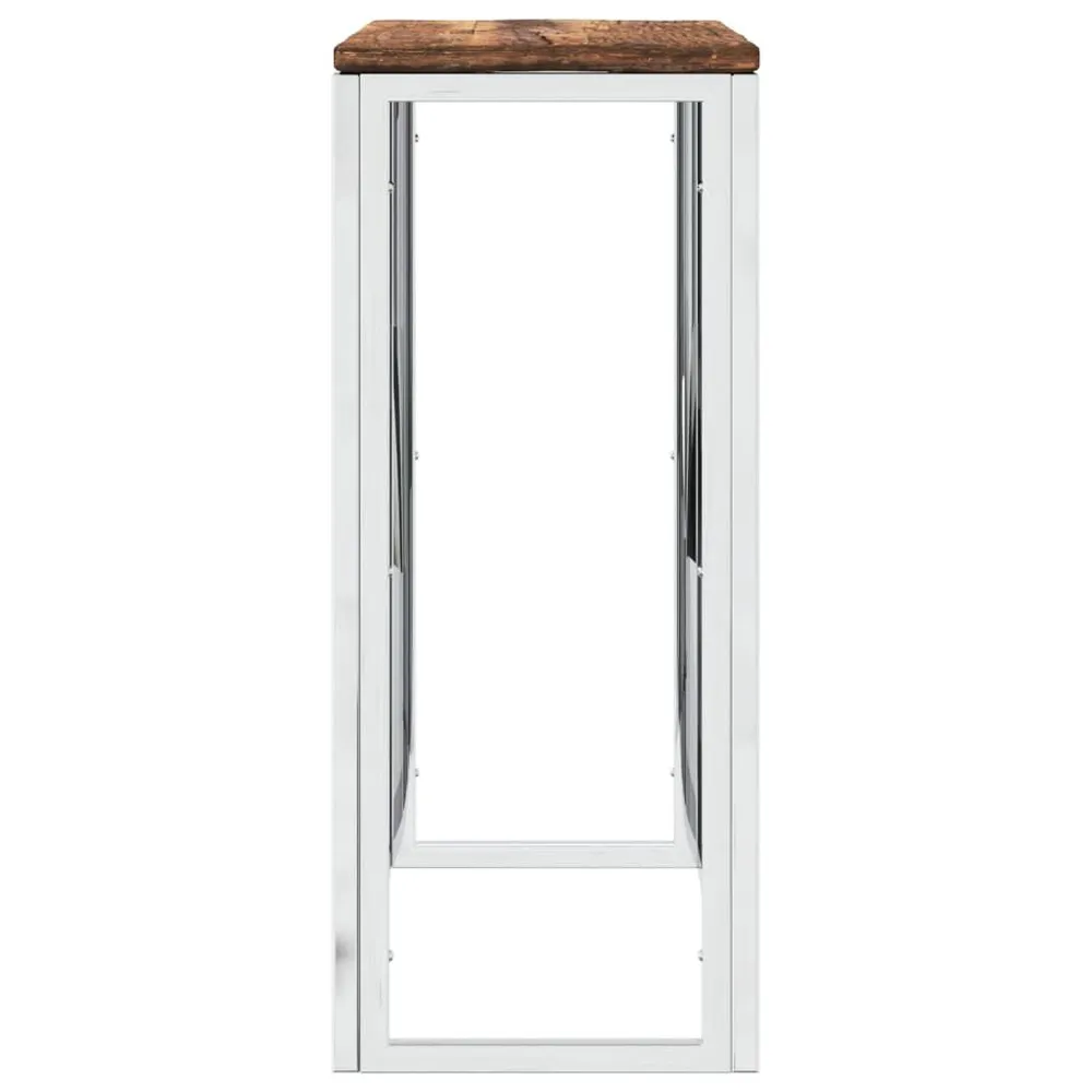 Organizador de Porta Mesa consola ço inoxidável/madeira recuperada maciç prateado