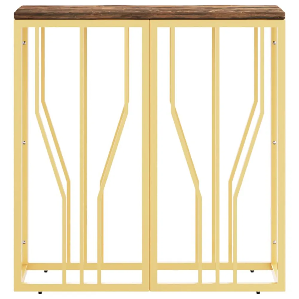 Premium Organizador Mesa consola ço inoxidável/madeira recuperada maciç dourado