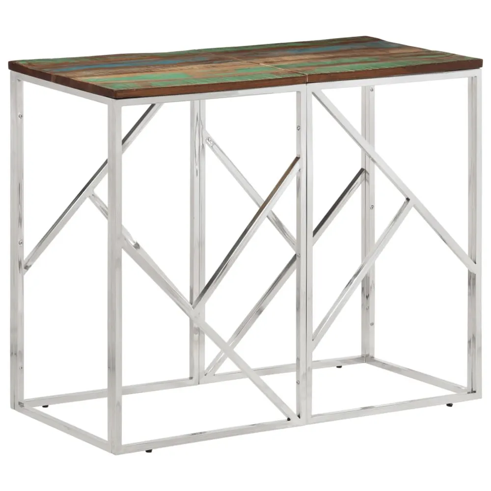Premium Organizador Mesa consola ço inoxidável/madeira recuperada maciç prateado