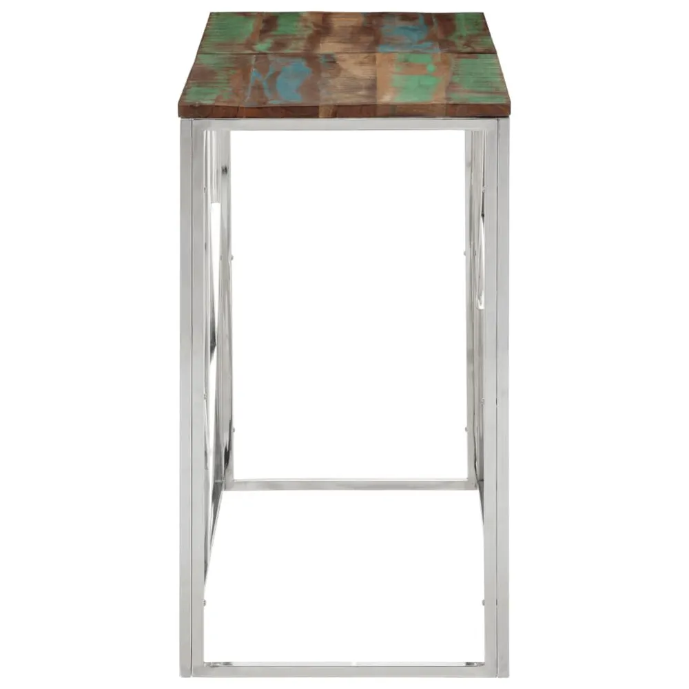 Premium Organizador Mesa consola ço inoxidável/madeira recuperada maciç prateado