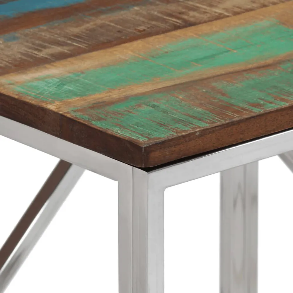 Premium Organizador Mesa consola ço inoxidável/madeira recuperada maciç prateado
