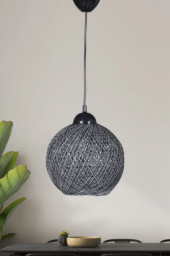 Braço Oscilante Suspensão Berleda D22cm Metálico Preto e Algodão Cinza Escuro