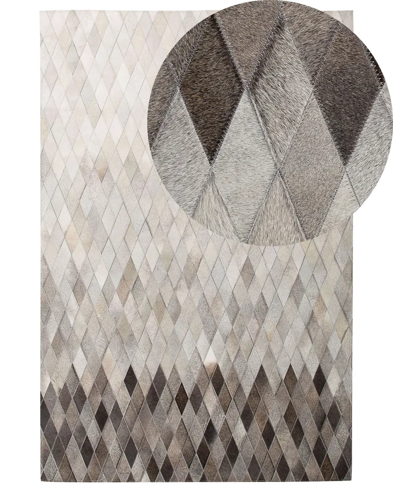 Acessório Externo Tapete em pele genuína branca e cinzenta 160 x 230 cm MALDAN