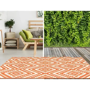 Componente para Exterior Tapete de interior ou de exterior estilo étnico CAREA - 150 x 200 cm - Laranja