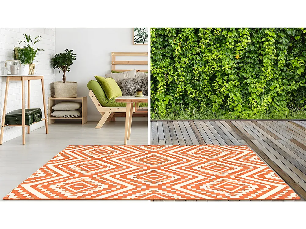 Componente para Exterior Tapete de interior ou de exterior estilo étnico CAREA - 150 x 200 cm - Laranja