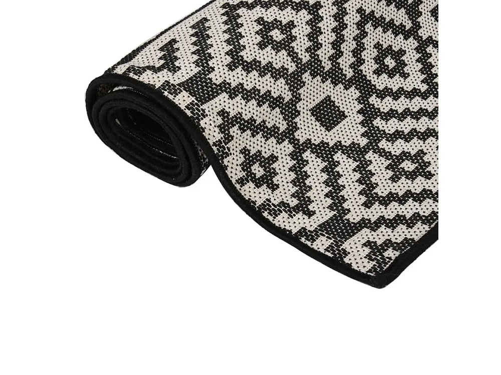 Componente para Exterior Tapete de tecido plano para exterior 160x230 cm riscas pretas