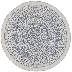 Peç para Acampamento Tapete de área redondo reversível azul e branco ⌀ 140 cm YALAK