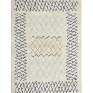Tapete de algodão creme e azul 160 x 230 cm ERZINCAN com Sistema de Montagem Rápida
