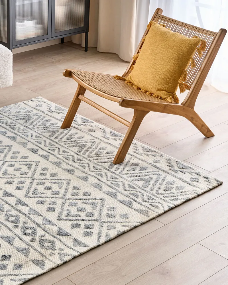 Tapete creme e cinzento 160 x 230 cm ASPANI com Fechadura de Seguranç