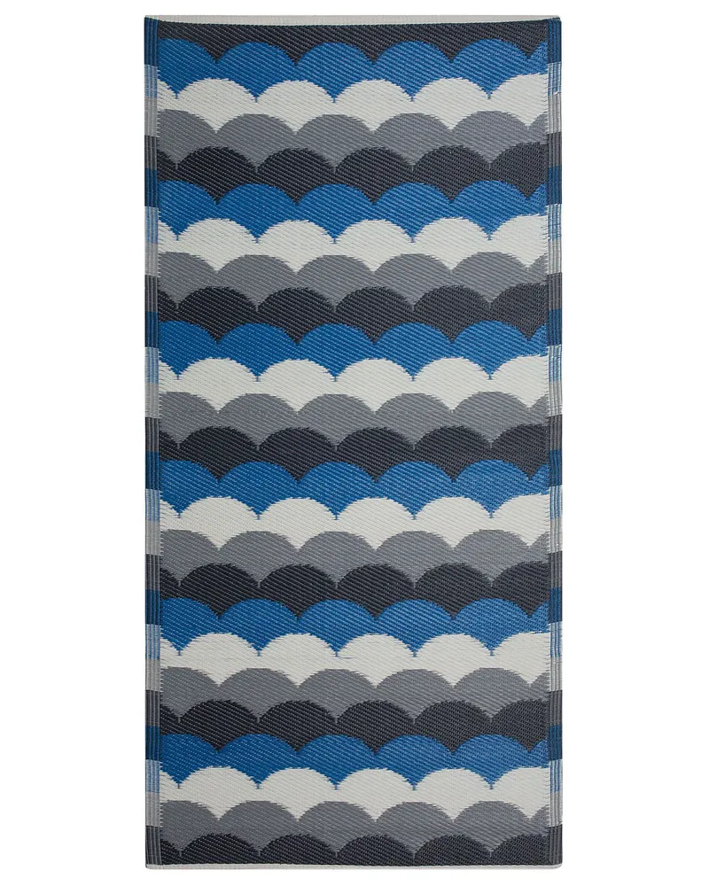 Tapete de exterior azul e cinzento 90 x 180 cm BELLARY (Modelo RV-EX)