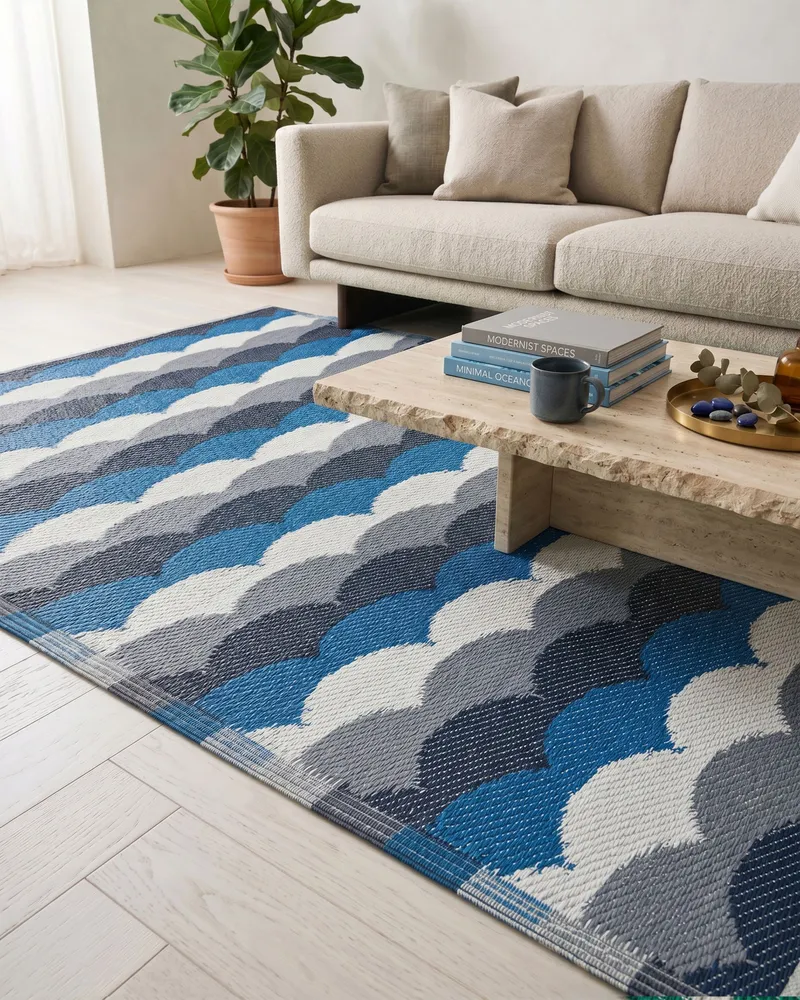 Tapete de exterior azul e cinzento 90 x 180 cm BELLARY (Modelo RV-EX)