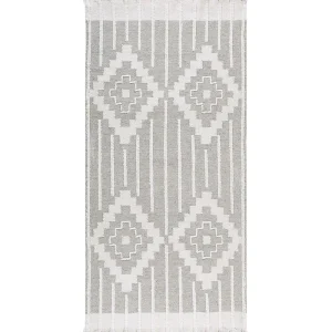 Tapete de exterior branco e cinzento 80 x 150 cm TABIAT para Viagens Longas