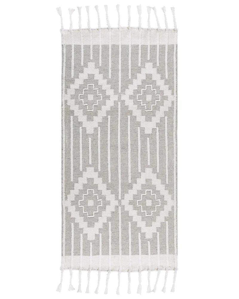 Tapete de exterior branco e cinzento 80 x 150 cm TABIAT para Viagens Longas