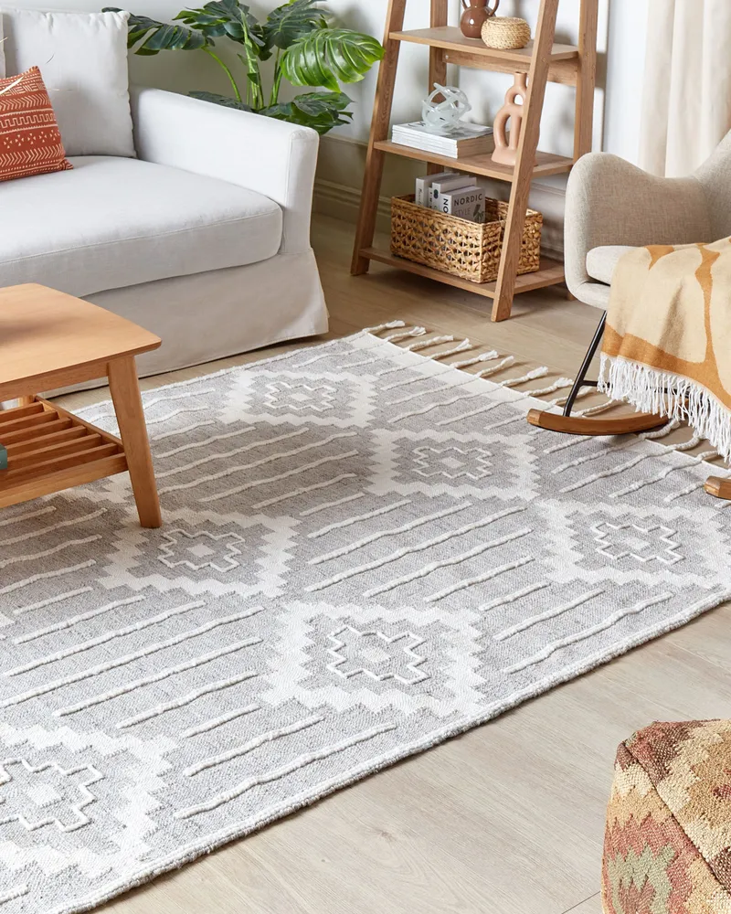 Tapete de exterior branco e cinzento 160 x 230 cm TABIAT com Proteção UV