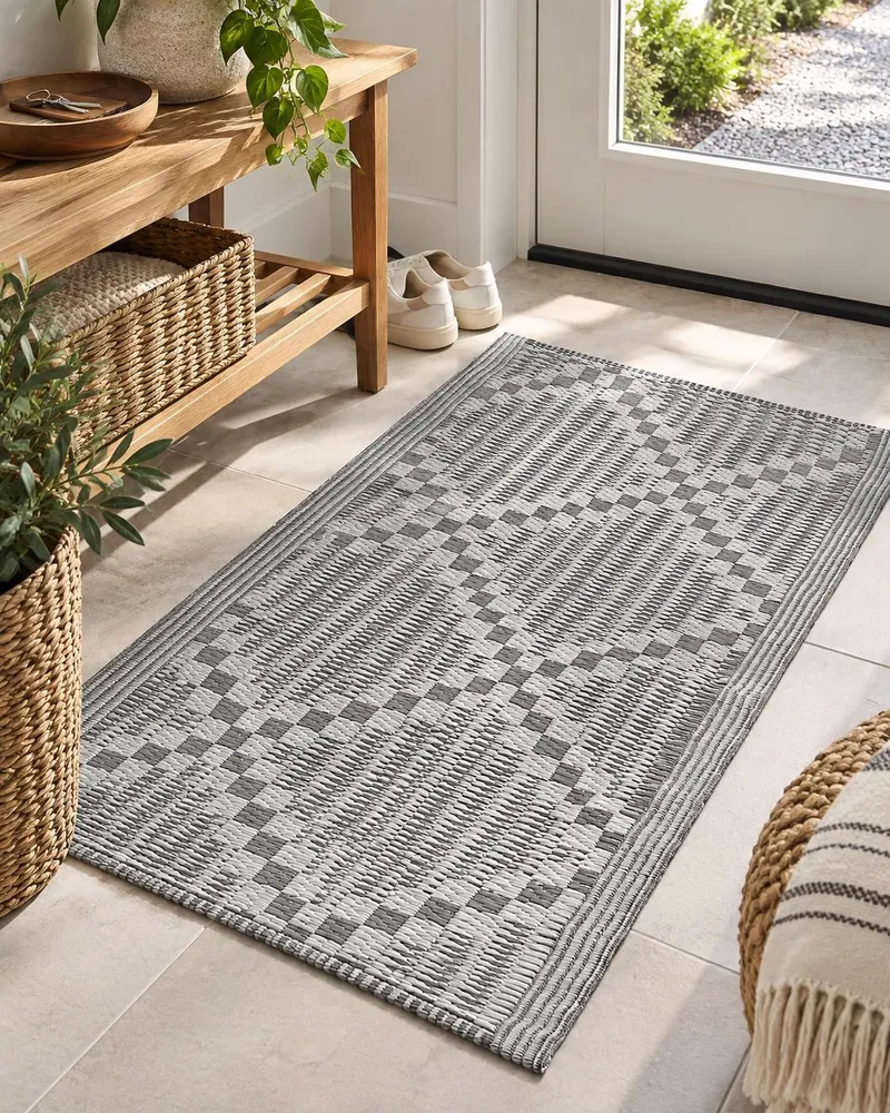 Tapete de exterior cinzento 60 x 105 cm JALNA com Garantia Estendida