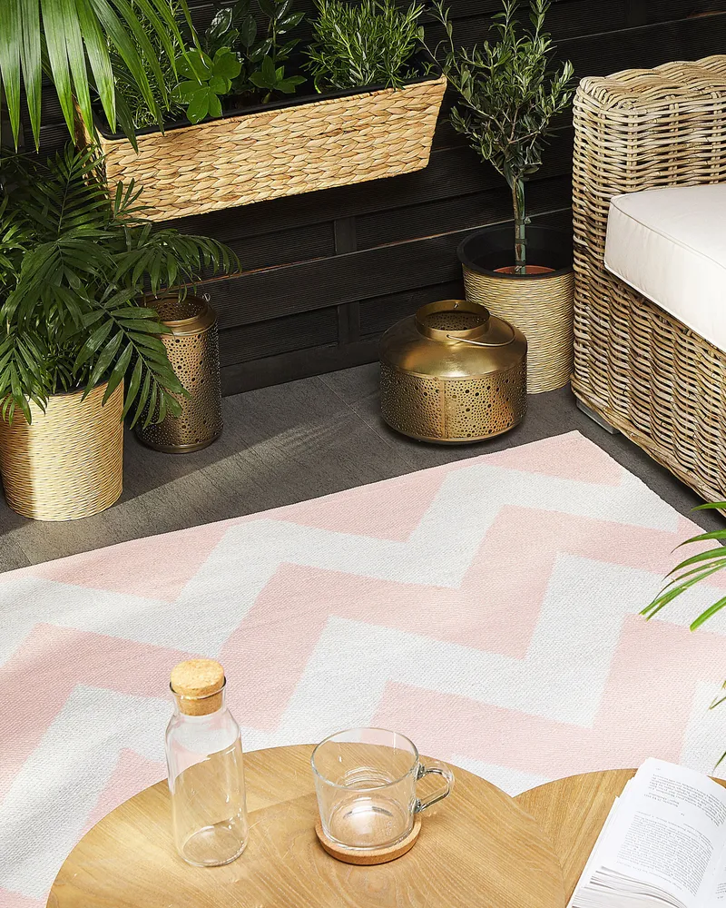 Tapete de área branco e rosa 140 x 200 cm KONARLI com Proteção UV
