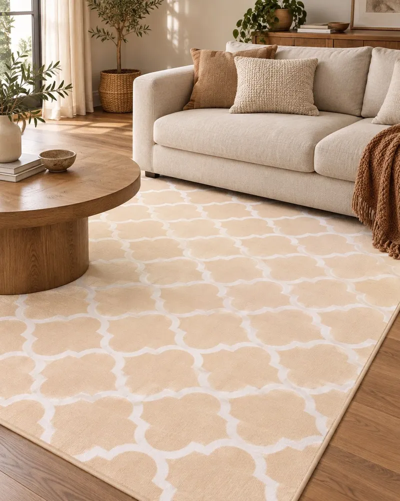 Tapete de área reversível creme 140 x 200 cm AKSU com Garantia Estendida