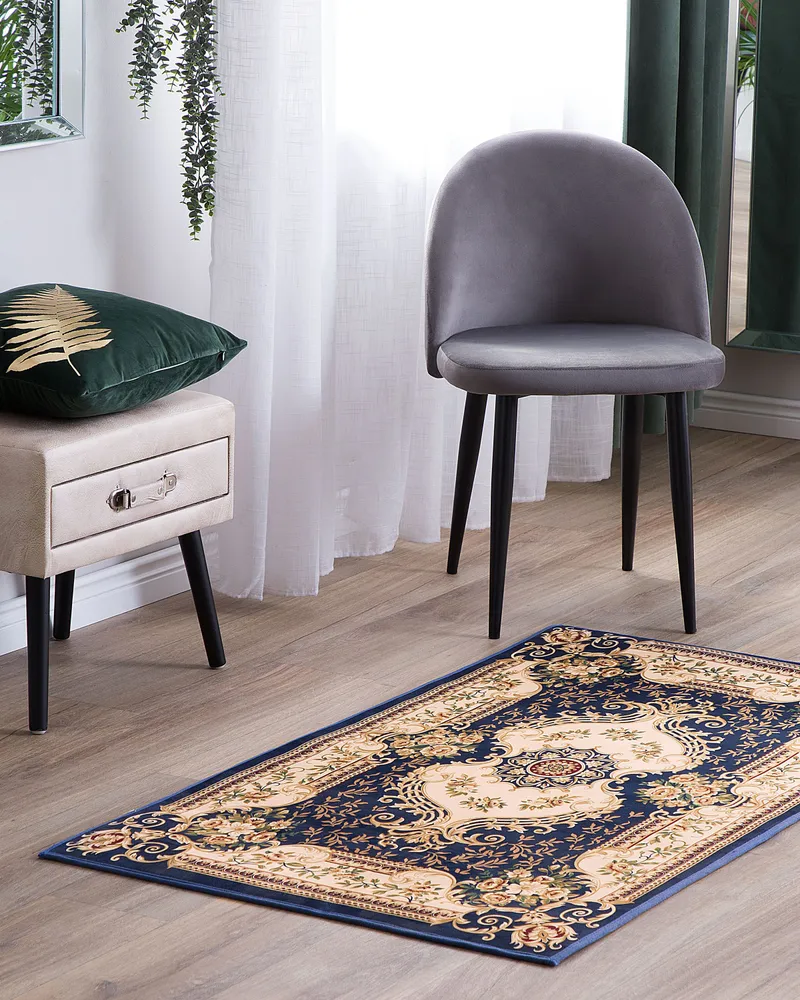 Tapete azul 80 x 150 cm GAZIANTEP Fácil de Instalar