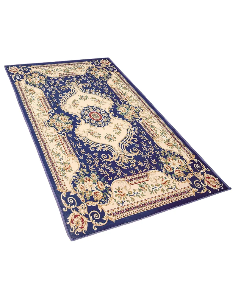 Tapete azul 80 x 150 cm GAZIANTEP Fácil de Instalar