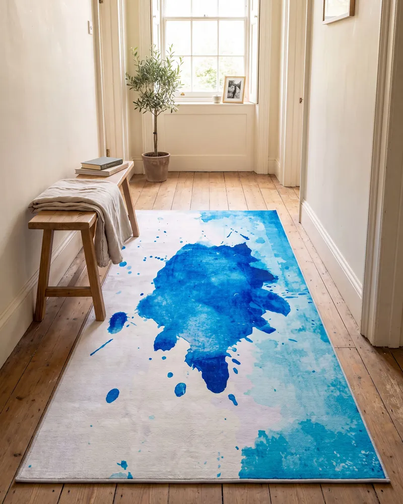 Tapete azul 80 x 150 cm ODALAR com Material Resistente UV