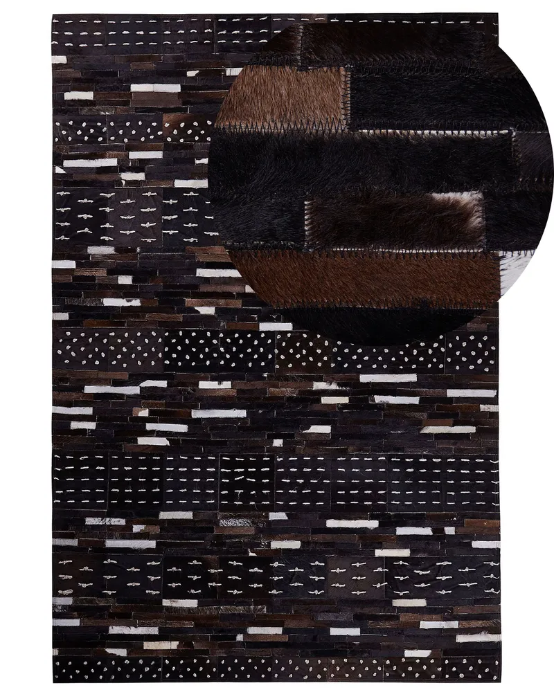Tapete em pele genuína castanha 160 x 230 cm AKSEKI com Chave de Seguranç