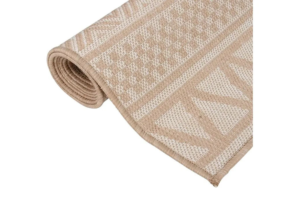 Tapete de tecido plano para exterior 80x250 cm riscas castanhas (Ajustável)