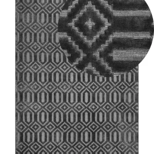 Tapete em viscose cinzenta escura 140 x 200 cm ADATEPE com Espuma Protetora