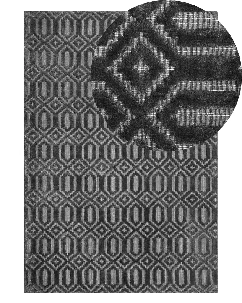 Tapete em viscose cinzenta escura 140 x 200 cm ADATEPE com Espuma Protetora