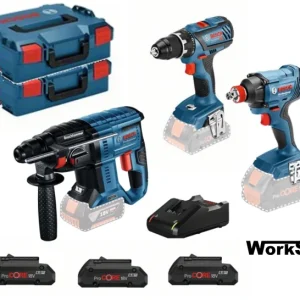 Kit 3 macchine Bosch GBH 18V-21 + GDX 18V-180 + GSR 18V-28 + 3 BATTERIE 4AH ProCore