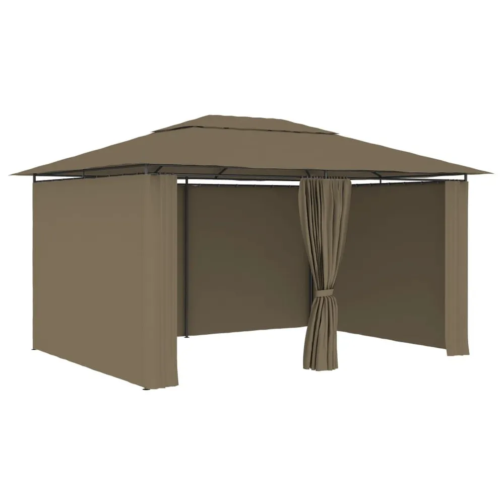 Tenda de jardim com cortinas 4x3m 180 g/m² cinzento-acastanhado