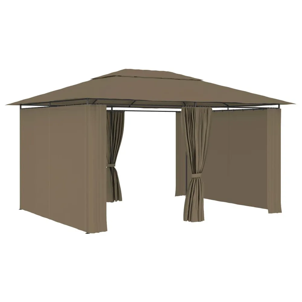 Tenda de jardim com cortinas 4x3m 180 g/m² cinzento-acastanhado
