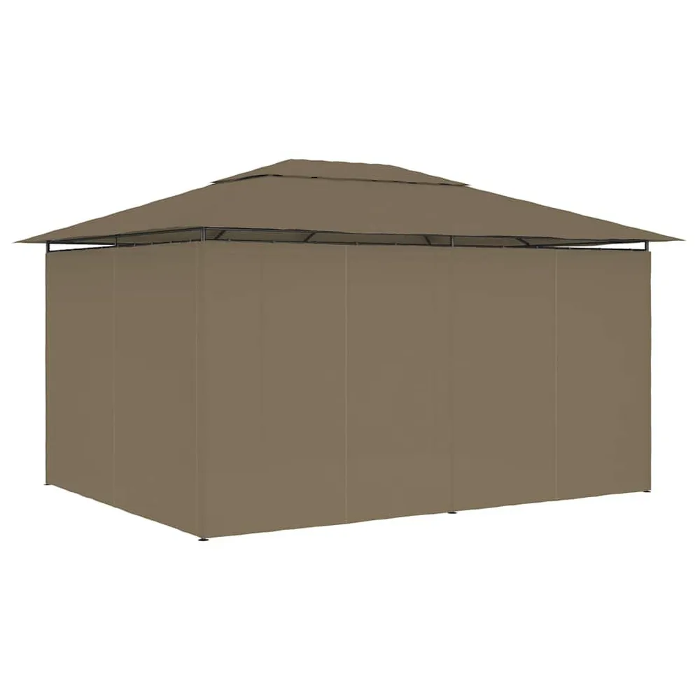 Tenda de jardim com cortinas 4x3m 180 g/m² cinzento-acastanhado