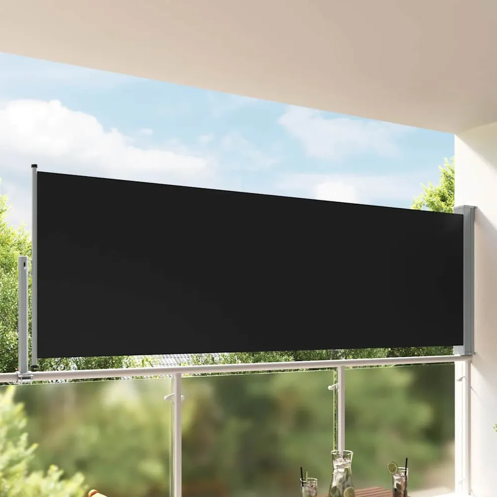 Toldo lateral retrátil para pátio 120x300 cm preto