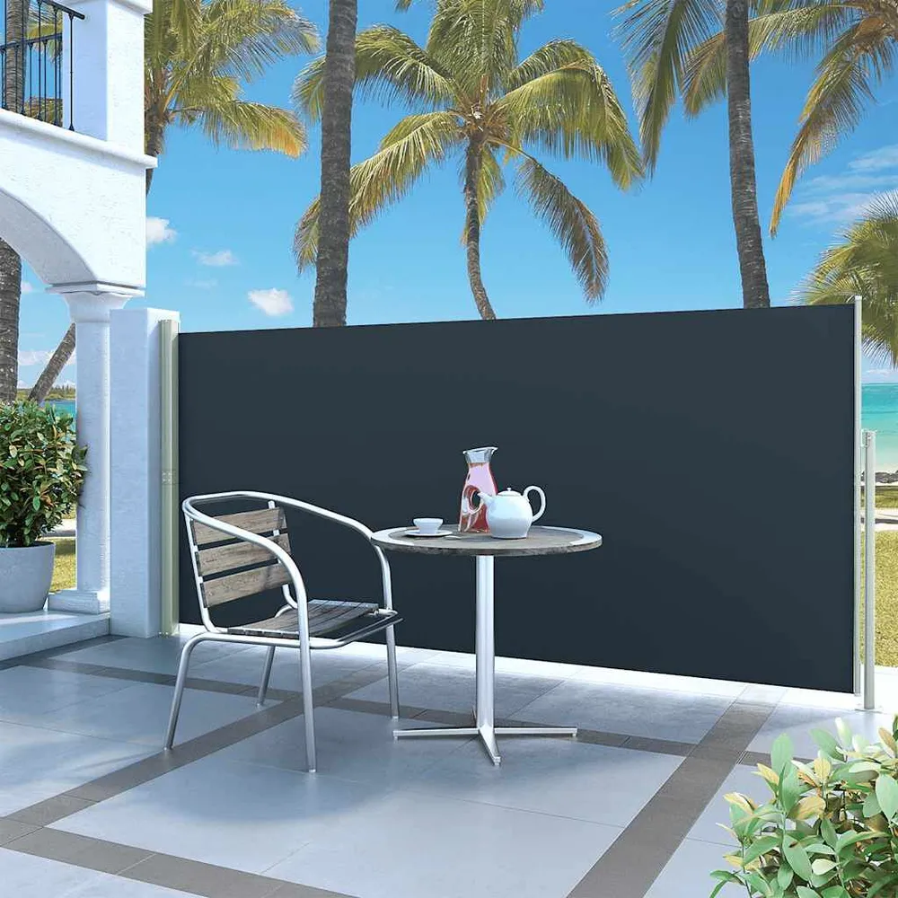 Toldo lateral retrátil para pátio 140x300 cm preto