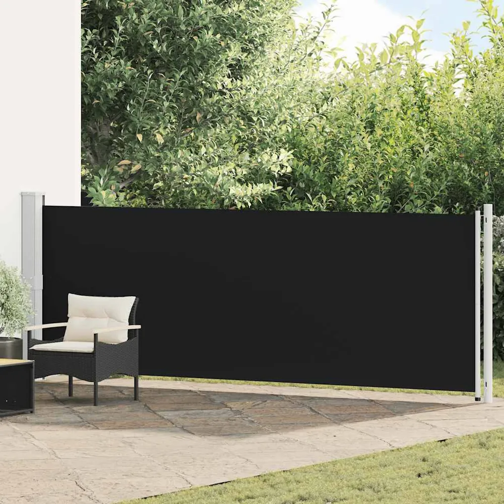 Toldo lateral retrátil para pátio 140x600 cm preto