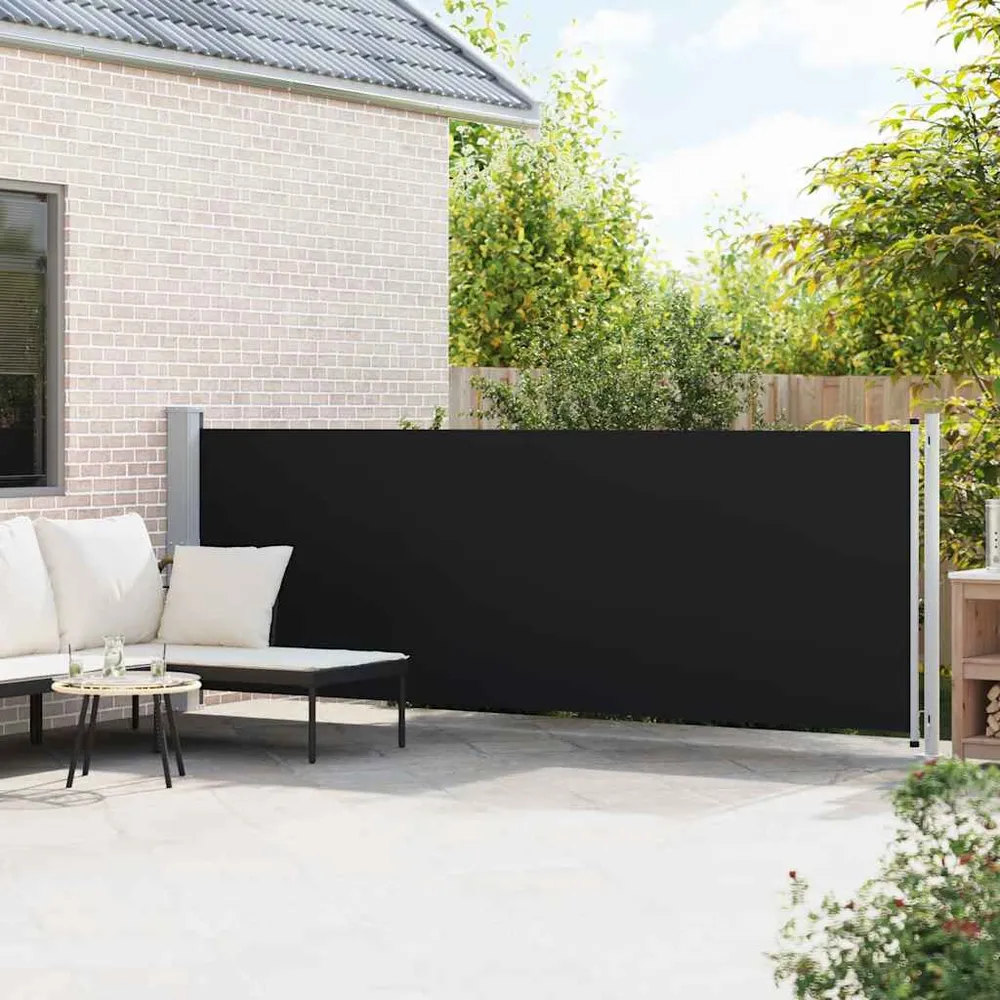 Toldo lateral retrátil para pátio 140x600 cm preto