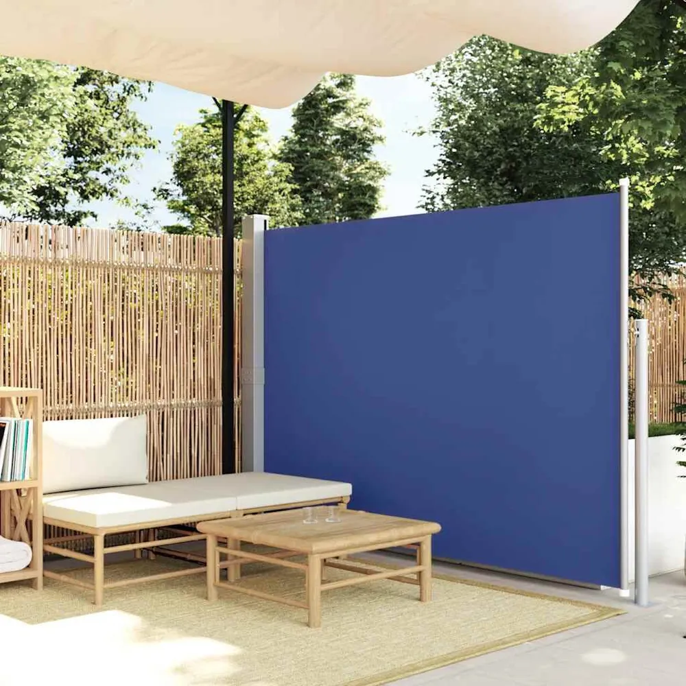 Toldo lateral retrátil para pátio 170x300 cm azul