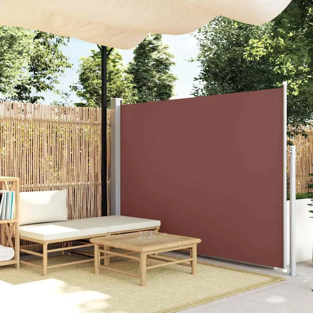 Toldo lateral retrátil para pátio 170x300 cm castanho